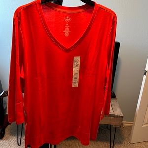 Tangerine orange V-Neck 3/4 sleeve top brand new never worn XXL